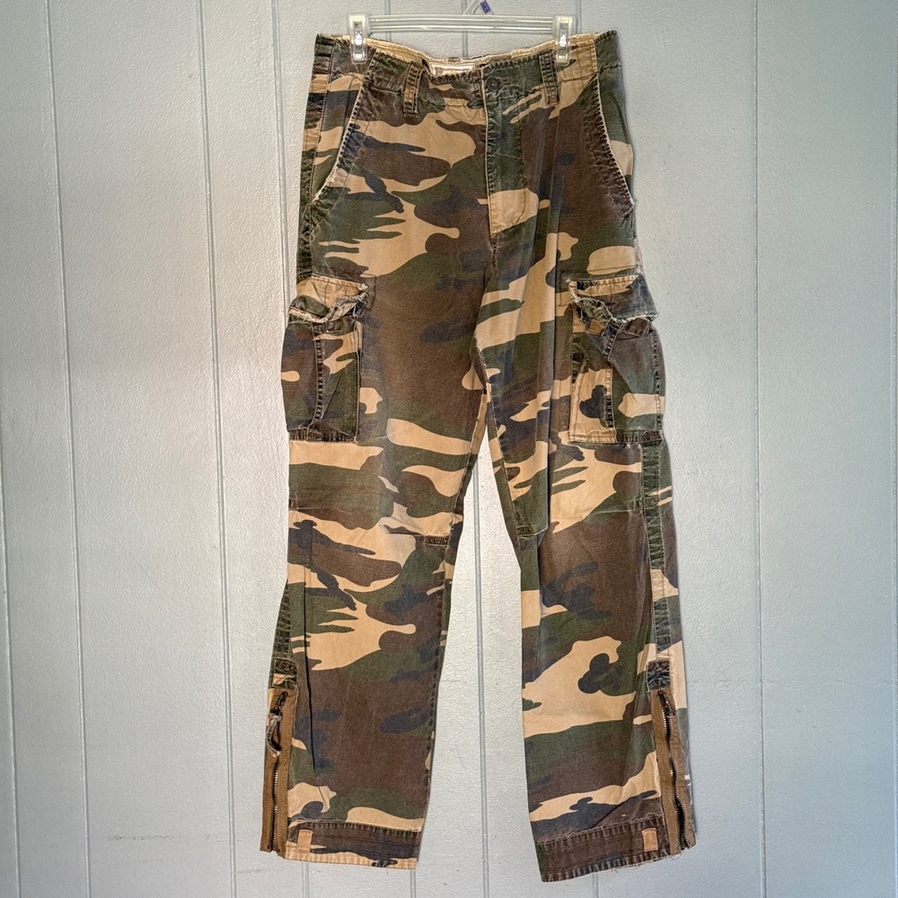 NoBo Woodland Camo Cargo Pants 34x34 Y2K Grunge Baggy Skater Vtg Camouflage - Picture 1 of 12